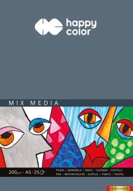 Blok MIX MEDIA, ART, A5, 25 ark, 200g, Happy Color HA 3720 1520-A25 Happy Color