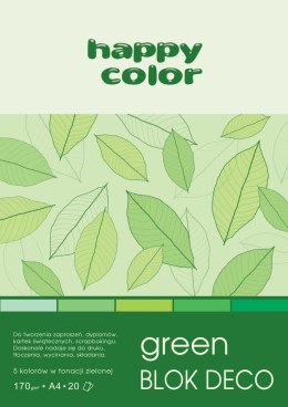 Blok Deco Green A4, 170g, 20 ark, 5 kol. tonacja zielona, Happy Color HA 3717 2030-052 Happy Color