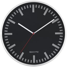 Zegar ścienny aluminiowy 29,5cm, srebrny z czarną tarczą MPM E01.2483.7090 MPM Quality