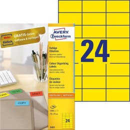Etykiety żółte 3451 70 x 37 100 ark trwałe, Avery Zweckform Avery Zweckform