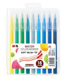 Pisak artystyczny pędzelkowy 1-4 mm, wodny, zestaw 18 kolorów, MG MG ACP92168 M&G