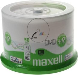 Płyta MAXELL DVD+R 4.7GB 16x, (50szt) PRINTABLE, white, do nadruku, cake 275702 Maxell