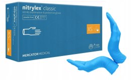 Rękawice nitrylowe XS (100) niebieskie bezpudrowe MERCATOR 8%VAT Covid19