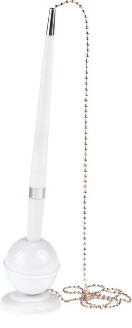 Długopis plastikowy z podstawką i metalowym łańcuszkiem biały 0,7mm LAMIDA A01.2200.00 MPM Quality