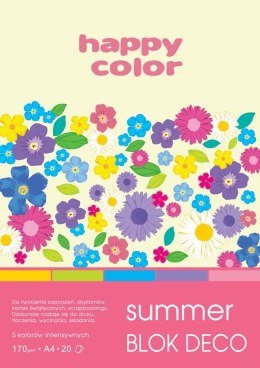 Blok Deco Summer A4, 170g, 20 ark, 5 kol., Happy Color HA 3817 2030-120 Happy Color