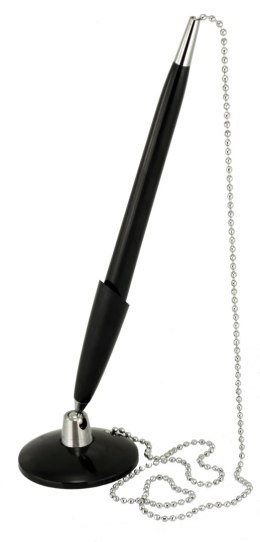 Długopis plastikowy z podstawką i metalowym łańcuszkiem czarny 0,7mm KAMPALA A01.2198.90 MPM Quality