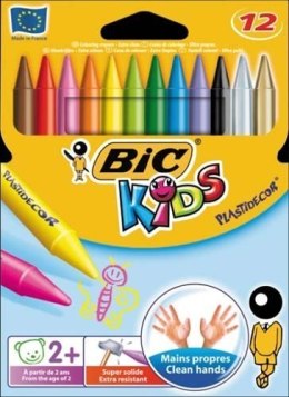 Kredki świecowe BIC Kids Plastidecor 12 kolorów, 945764 Bic
