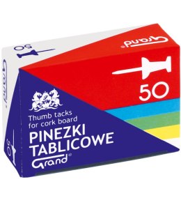 Pinezki tablicowe op-50szt. kolorowe GRAND 110-1657 Grand