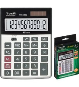 Kalkulator TOOR TR-2382, 12 pozycyjny, podwójne zasilanie 120-1432 Toor