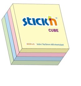 Bloczek STICKN 76x76mm 400k mix 4 kolory pastelowe 21013 StickN