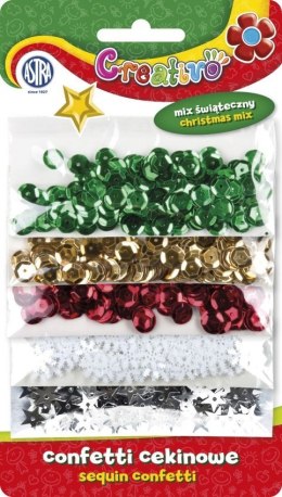 Confetti cekinowe kółka na blistrze - mix 5 wzorów świątecznych 1000 sztuk ASTRA, 335116007 Astra