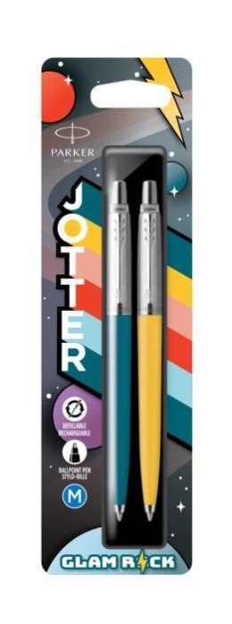 Długopis JOTTER ORGINALS GLAM ROCK : 1 x PEACOCK BLUE , 1 x SUNSHINE PARKER 2162142, blister 2 Parker