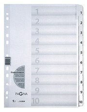 Przekładki kartonowe, 10-częściowe, 1 - 10, k olor biały P3100408 DURABLE (X) Durable