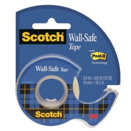 Taśma klejąca SCOTCH_ Wall-Safe, bezpieczna dla ścian, na podajniku, 19mm, 16,5m, transparentna Scotch 3M
