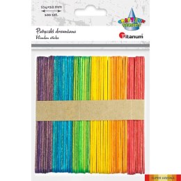 Patyczki drewniane mix kolorów (100) 11,4cm 361574 TITANUM 50 kolorowych + 50 naturalnych Titanum