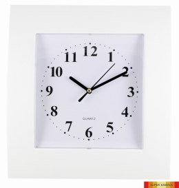 Zegar ścienny plastikowy 25,5x28,5cm, biały z białą tarczą, MPM E01.2499.00 MPM Quality
