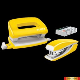 Zszywacz + dziurkacz metalowy Leitz Mini WOW, żółty, 10 lat gwarancji, 10 kartek 55612016 (X) Leitz
