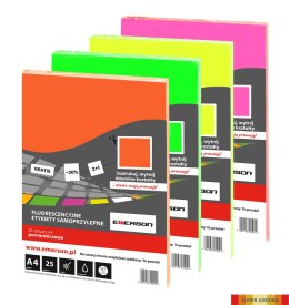 Fluorescencyjne etykiety samoprzylepne A4 różowe 25 arkuszy Emerson ETOKR (X) Emerson