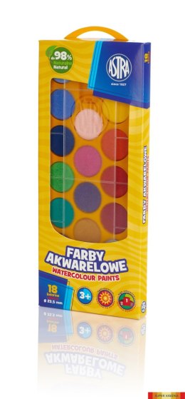 Farby akwarelowe Astra 18 kolorów - fi 23,5 mm w pudełku, 302118003 Astra