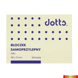 Bloczek samoprzylepny DOTTS 75x100 żółty 100 kartek (NS100/75/D) Dotts