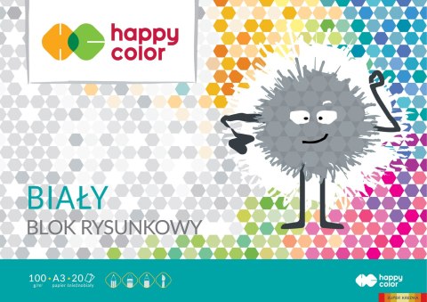 Blok rysunkowy biały A3, 100g, 20 ark, Happy Color HA 3710 3040-0 Happy Color