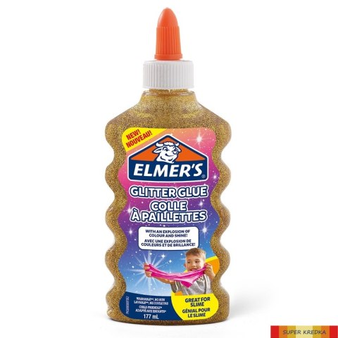 Elmers klej brokatowy, złoty, zmywalny i przyjazny dzieciom, 177ml, 2077251 (X) Elmers