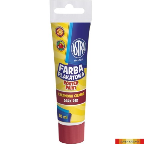 Farba plakatowa Astra tuba 30 ml - czerwona ciemna, 83110911 Astra