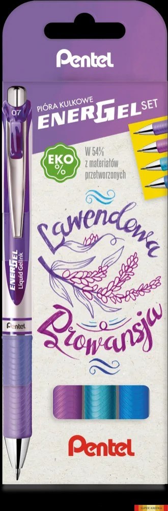 Pióro kulkowe ENERGEL 0,7 mm, kpl.4 kolory LAWENDOWA PROWANSJA BL77-ST4CSVVPL PENTEL Pentel