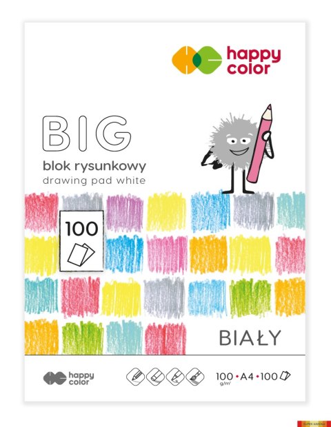 Blok rysunkowy biały BIG, A4, 100g, 100 ark, Happy Color HA 3710 2030-0B100 Happy Color