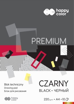 Blok techniczny PREMIUM czarny A4, 220g, 10 ark, Happy Color HA 3722 2030-9 Happy Color