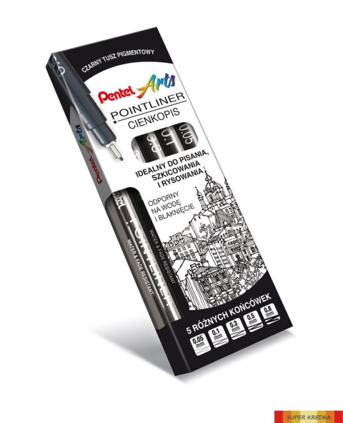 Cienkopis kalibrowany POINTLINER czarny 5 szt. S20P-ST5PL PENTEL Pentel