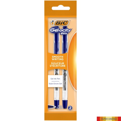 Długopis żelowy BIC Gel-ocity Stic 0.5mm niebieski, blister 2szt, 989707 Bic