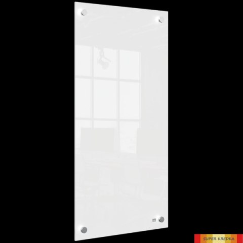 Mała podłużna szklana tablica suchościeralna Nobo Home 300x600mm, biała 1915603 Nobo