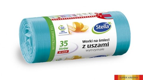 Worki na śmieci z uszami wytrzymałe 35L 30szt. niebieskiE (HD-LD) STELLA Stella