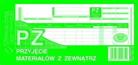 352-8 PZ przyjęcie materiałów z zewnątrz 1/3A4 80 kartek MICHALCZYK Michalczyk i Prokop