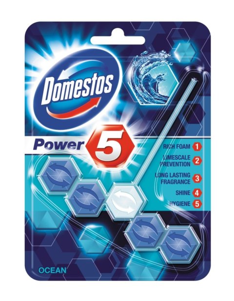 DOMESTOS Zawieszka do toalety KOSTKA POWER5 OCEAN 55g *97054 Domestos