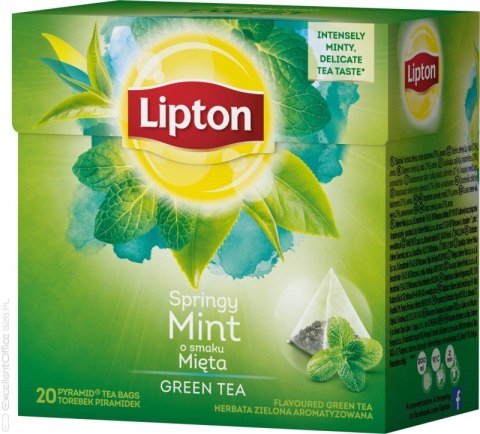 Herbata LIPTON PIRAMID GREEN TEA MIĘTA 20t zielona INTENSE MINT Lipton