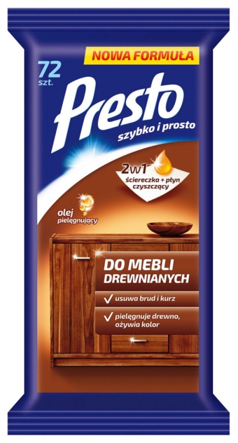 PRESTO Ściereczki nawil.do mebli drewnianych 72 szt. *11484 Presto