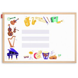 Tablica edukacyjna MemoBe, WHITEBOARDGAME: Music adventure!, nadruk WESOŁE INSTRUMENTY, rama drewniana, 90x60 cm MTM090060.MU02. MemoBe