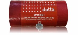 Worki na odpady MEDYCZNE 60l 25szt., DOTTS, bardzo mocne (LDPE), 32mic czerwone Dotts