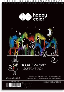 Blok czarny na spirali KOTY A5, 40 ark, 80g, Happy Color HA 3808 1520-K40 Happy Color