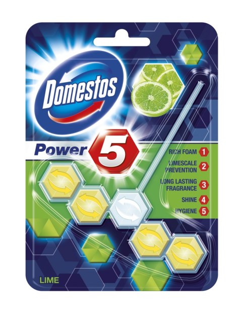 DOMESTOS Zawieszka do toalety KOSTKA POWER5 LIME 55g 96972 Domestos