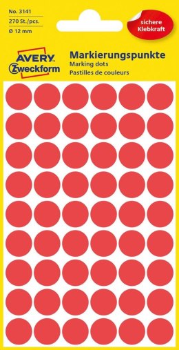 Kółka do zaznaczania 3141 Q12 5ark. czerwone trwałe, Avery Zweckform Avery Zweckform