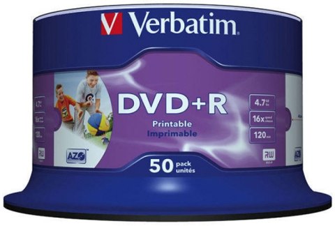 Płyta DVD+R VERBATIM 43512 16x 4,7GB (50) cake AZO Wide Inkjet Printable Verbatim