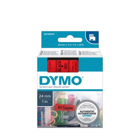 Taśma DYMO D1 - 24 mm x 7 m, czarny / czerwony S0720970 do drukarek etykiet Dymo