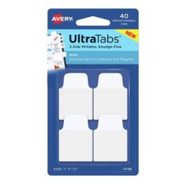 Ultra Tabs - samoprzylepne zakładki indeksujące, białe, 25,4x38, 40 szt., Avery Zweckform 74788 Avery Zweckform