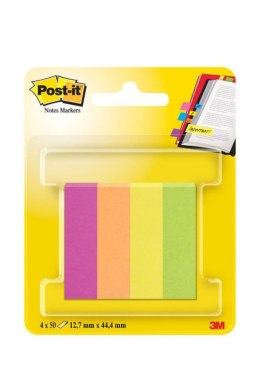 Znaczniki POST-IT (670-4-POP), papier, 12,7x44,4mm, 4x50 kart., zawieszka, mix kolorów Post-It 3M