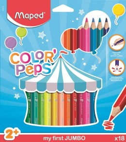 Kredki trójkątne MAPED COLORPEPS JUMBO 18kolorów 834012 Maped