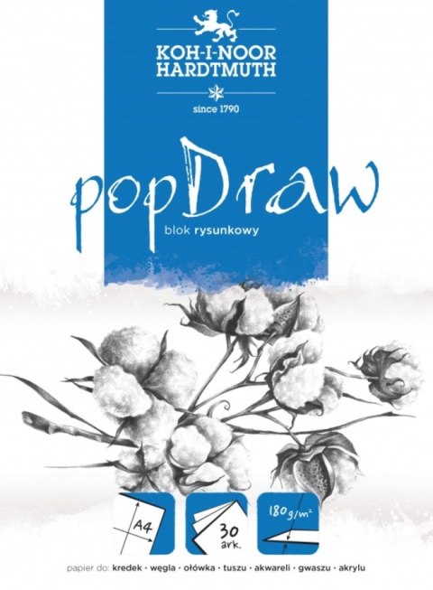 Blok rysunkowy POP DRAW A4 30 arkuszy 180g BLO-RYA4PO 9920/5 Koh-i-noor