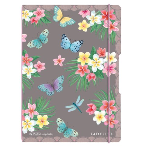 Notatnik A4 2x40 kartek linnia/kratka PP flex ladylike butterflies 50044337 Herlitz Herlitz